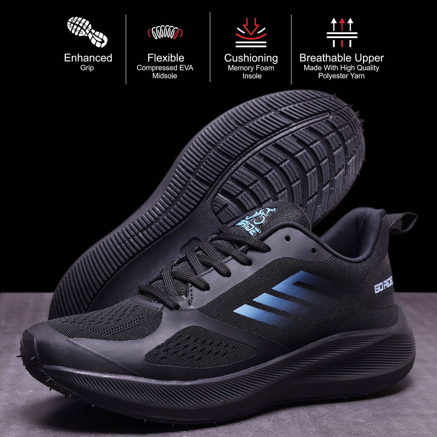 Black sports shoes for men online