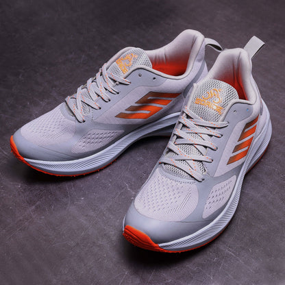 Bright grey running shoes with durable sole